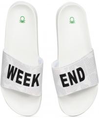 United Colors Of Benetton White Synthetic Sliders men