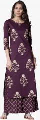 Vishudh Purple Printed Kurta With Palazzo women