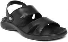 Woodland Men Black Leather Sandals