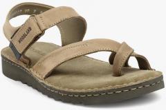 Woodland Pro Planet Men Khaki Leather Comfort Sandals