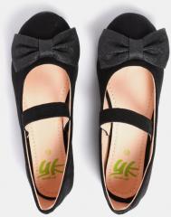 Yk Black Solid Ballerinas girls