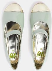 Yk Mint Green & Gold Toned Colourblocked Synthetic Ballerinas girls