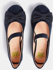 Yk Navy Blue Solid Ballerinas girls