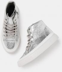 Yk Silver Mid Top Sneakers girls