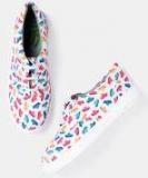 Yk White & Pink Printed Sneakers Girls