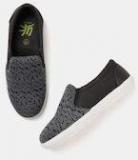 Yk Charcoal Grey Woven Design Slip On Sneakers Boys