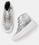 Yk Silver Mid Top Sneakers Girls