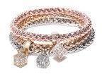 Youbella Set Of 3 Stone Studded Elasticated Charm Bracelets Women