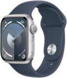 Apple Watch Series 9 GPS 41mm Silver Aluminium Case With Storm Blue Sport Band S/M