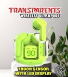 Crecro Ultrapod Bluetooth Earbuds Headset Crystal Transparent Design, LED Display BU50 Smart Headphones