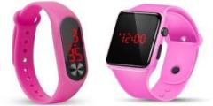 V&y COMBO DIGITAL PINK LED BAND WATCH