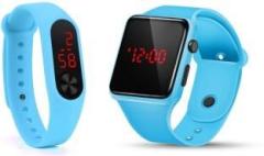 V&y COMBO DIGITAL SKY BLUE LED BAND WATCH