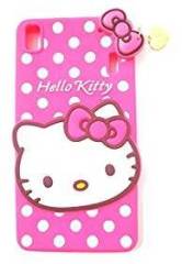 Micomy Cute Hello Kitty Silicone With Pendant Back Case Cover For Lenovo A7000 Pink