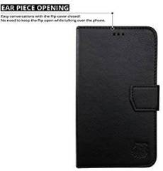 Sun Tigers PU B1SEARIES Leather Wallet Flip Book Cover Case For LG Q6 BLACK.