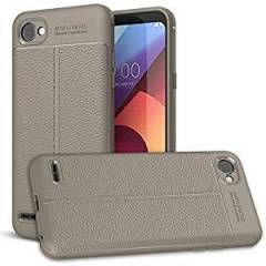 Calosc Auto Focus Shock Proof Leather Pattern Armor Soft Back Case / Cover For LG Q6