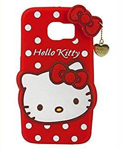 Micomy Cute Hello Kitty Silicone With Pendant Back Case Cover For Samsung Galaxy A7 Red