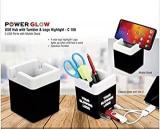 Stupefying POWERGLOW USB HUB With Tumbler And Logo Highlight 3 USB Ports With Mobile Stand