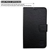 Sun Tigers PU B1SEARIES Leather Wallet Flip Book Cover Case For LG Q6 BLACK.