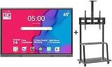 BIG VUE 65 Inches Android 14 Smart Interactive Digital Board, Flat Panel With Adjustable Height Rolling TV Cart | 8GB RAM 128GB ROM | Multitouch Screen Display For Teaching And Office Use