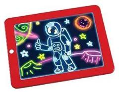 Exelcius Kids Leaning Drawing Magic Pad | Light Up LED Board | Draw, Sketch, Create, Doodle, Art, Write, Learning Tablet | Includes 3 Dual Side Markets, 30 Stencils and 8 Colorful Effects