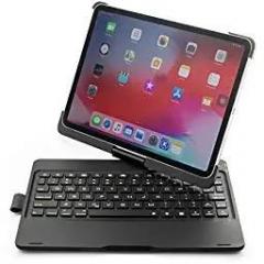 iGenjia Keyboard Case Backlit 7 Colors 360 Rotatable 180 Flip Support Apple Pencil Wireless Charging Wireless Bluetooth Keyboard with Case for Apple iPad Pro 11 Inch 2018