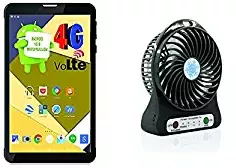 IKALL 4G Dual Sim Calling Tablet with 1 Rechargeable Fan