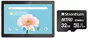 Lenovo Tab M10 FHD REL Tablet, Black + Strontium Nitro 32GB Micro SDHC Memory Card 85MB/s UHS I U1 Class 10 High Speed