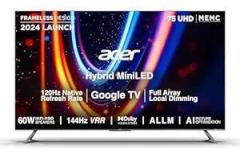 Acer 75 inch (189 cm) M Series Mini Google AR75UDMGR2885AT (Black) Smart 4K Ultra HD QLED LED TV