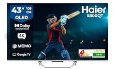 Haier 43 inch (108 cm) (43) S800 Series Google 43S800QT P (Grey) Smart 4K Ultra HD QLED TV