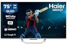 Haier 74 inch (189 cm) (75) S800 Series Google 75S800QT P (Grey) Smart 4K Ultra HD QLED TV