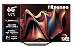 Hisense 65 inch (164 cm) U7N Series Mini 65U7N (Black) Smart 4K Ultra HD QLED LED TV