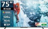 Philips 75 Inch (190 Cm) 8100 Series Google 75PQT8100/94 Smart 4K Ultra HD QLED TV