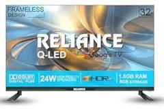 Reliance 32 inch (81 cm) | Frameless Design, A+ Display, Voice Remote, 24W Speakers, 1.5GB RAM, 8GB Storage | RW32GQ8676HD (Black) Smart IPS HD Ready QLED TV