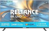 Reliance 43 Inch (109 Cm) Google | Frameless Design, 16GB Storage, Voice Remote | Netflix, JioCinema, Disney+ Hotstar | RW43GD8676UHD (Black) Smart Ultra HD 4K LED TV