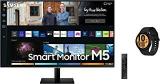 Samsung 27 Inch (68.58 Cm) M5 FHD Monitor, Speakers, Remote, 1 Billion Color, Apps, Plus & Galaxy Watch4 Bluetooth(4.4 Cm, Black, Compatible Only) Smart Smart With Android TV