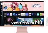 Samsung 32 Inch (80 Cm) 3840 X 2160 Pixels M8 Monitor, Wireless Webcam, Type C, Apps, Plus, Office 365, Dex, Apple Airplay, BT, IOT, Speakers, Remote (LS32BM80PUWXXL, Pink) Smart Smart 4K UHD TV