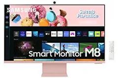 Samsung 32 inch (80 cm) M8 Monitor, Wireless Webcam, Type C, apps, Plus, Office 365, Dex, Apple Airplay, BT, IOT, Speakers, Remote (LS32BM80PUWXXL, Pink) Smart Smart 4K UHD TV