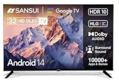 Sansui 32 inch (80 cm) Google 5.0 with Bezel Less Design|A+ Grade Panel|Wide Viewing Angle|Dynamic Color Enhancer|Dolby Audio, Filmmaker Mode & HDR10| (JSW32HG5) Smart HD LED TV