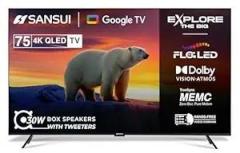 Sansui 75 inch (190 cm) HDR Google |HDR10+, HSR 120 Hz with Dolby Vision, Dolby Atmos & 30W Box Speaker JSW75UG23QF (Midnight Black) Smart 4K QLED TV