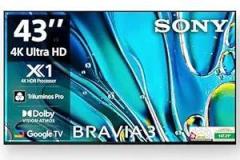 Sony 43 inch (108 cm) BRAVIA 3 Series AI Google K 43S30 (Black) 3 Years Warranty for Limited Period Smart 4K Ultra HD LED TV