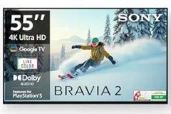 Sony 55 inch (139 cm) BRAVIA 2 Google K 55S25B (Black) 3 Years Warranty for Limited Period Smart 4K Ultra HD LED TV