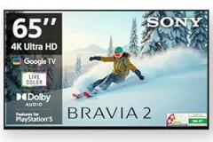 Sony 65 inch (164 cm) BRAVIA 2 Google K 65S25B (Black) 3 Years Warranty for Limited Period Smart 4K Ultra HD LED TV