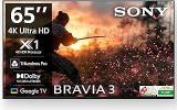 Sony 65 Inch (164 Cm) BRAVIA 3 Series AI Google K 65S30B (Black) 3 Years Warranty For Limited Period Smart 4K Ultra HD LED TV