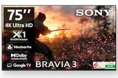 Sony 75 inch (189 cm) BRAVIA 3 Series AI Google K 75S30B (Black) 3 Years Warranty for Limited Period Smart 4K Ultra HD LED TV