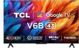 Tcl 43 inch (108 cm) Metallic Bezel Less Series Google 43V6B (Black) Smart 4K Ultra HD LED TV