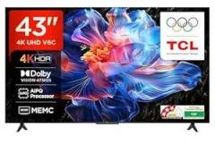 Tcl 43 inch (108 cm) Metallic Bezel Less Series Google 43V6C (Black) Smart 4K Ultra HD LED TV
