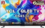 Tcl 55 Inch (139 Cm) 4KUltra Google 55C645 (Black) Smart HD QLED TV