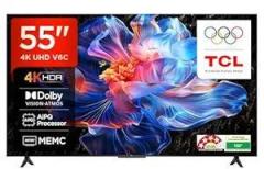 Tcl 55 inch (139 cm) Metallic Bezel Less Series Google 55V6C (Black) Smart 4K Ultra HD LED TV