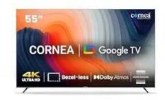 Cornea 55 inch (140 cm) Bezelless, Black (2022 Model) (with No Cost EMI Offer on All Major Banks) Smart Android Ultra HD 4K LED TV