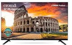 Croma 32 inch (80 cm) Certified CREL032HOF024601 (Black) (2022 Model) Android Smart HD Ready LED TV